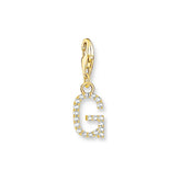 Thomas Sabo Charm-Anhänger Buchstabe G mit Weissen Steinen Vergoldet - 1970-414-14